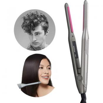 Dual‑Action Short Hair Straightener/Curler with LED Lights
