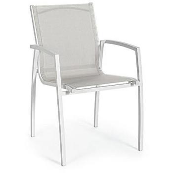 Sedia da Giardino Hilla Bianco Cloud in Alluminio con Braccioli e Design Impilabile