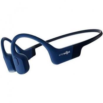 Aftershokz Aeropex, Casque Conduction Osseuse Écouteur Bluetooth Sport sans Fil, Oreilles Libres Confort, IP67 Étanche, 8h d'Autonomie pour Le Running/Vélo-Bleu