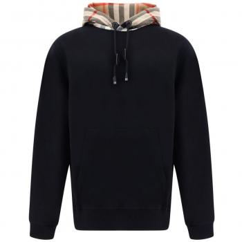 Burberry Samuel Felpa con Cappuccio in Cotone Nero