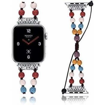 Bandmax Compatible for Apple Watch Band 42mm 44mm, Nylon Rope Volcanic Stone Bead Wristband