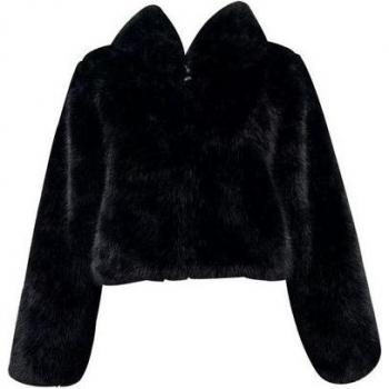 GINI LONDON Gekürzte Jacke aus Kunstfell in Schwarz
