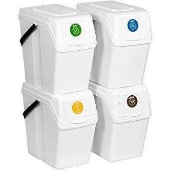 Cubo de Reciclaje Ecológico 100L Juego de 4 Cubos de Reciclaje Apliable 4x25L