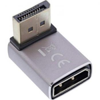 InLine DisplayPort 1.4 Mini‑Adapter – 8K UHD, 90° nach unten (Schwarz/Grau)
