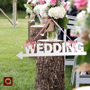 Señalización de Boda Letras BODA con Flecha de Madera