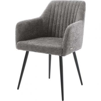 Delife Stuhlsitz Greg‑Flex Bouclé Grau 4‑Fuß konisch Schwarz