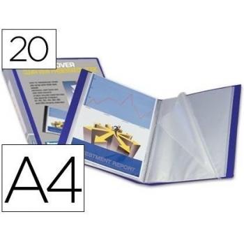 CARPETA BEAUTONE ESCAPARATE 37712 20 FUNDAS CANGURO POLIPROPILENO DIN A4 AZUL -PORTADA Y LOMO PERSONALIZABLE