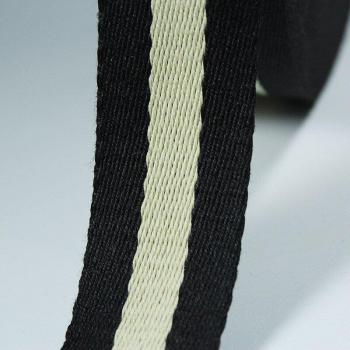 5 Yards of 38mm Black Beige Striped Ribbon