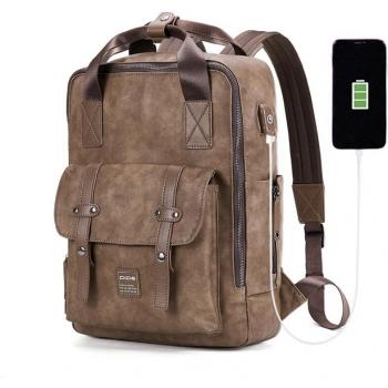 DIDE Herrenreise-Mochi 15” PU Leder Rucksack