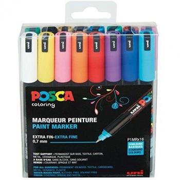 Uni-ball Marker uni POSCA PC-1MR, 16 Farben im Set