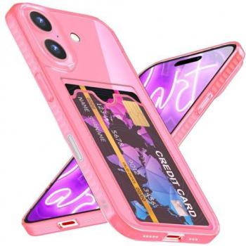 Nalia Klar Silikon Hülle mit Kartenfach für iPhone 16 Plus