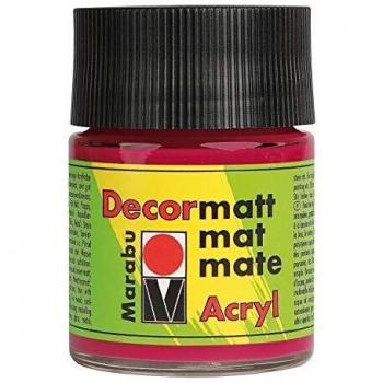 Marabu Acrylfarbe Decormatt, Karminrot, 50 ml, im Glas