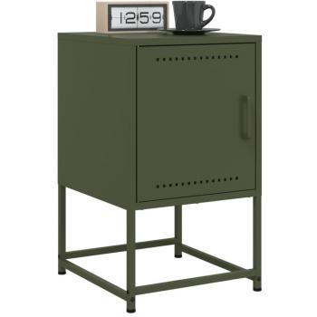 Vidaxl Tables De Chevet 2 Pcs Noir Vert Olive 36x39x60,5 Cm Acier