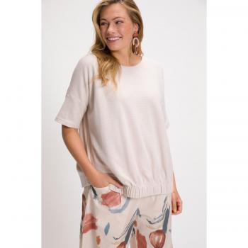 T-shirt cotone biologico oversize scollo girocollo donna beige 52/54