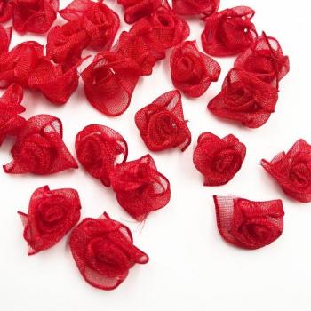 Flores de Cinta Organza – Kit de 50 Apliques Manuales