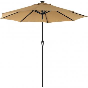 Taupe Sonnenschirm mit Solar-LED-Beleuchtung 3 Meter
