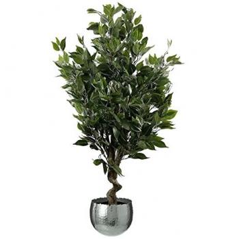 Curved Silver Planter for 110 cm Artificial Ficus
