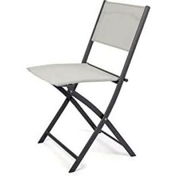 Silla Plegable de Acero Textilene Gris Claro
