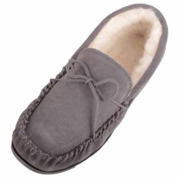 ABSOLUTE Men's Luxe Wool & Suede Lace Moccasin – Grey (Size 8)
