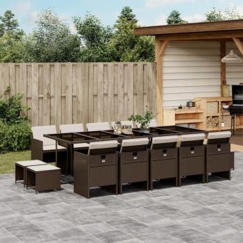 Set Jardín Chic – Juego de Comedor + Cojines en Ratán Sintético 15 Unidades