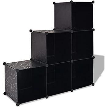 Armadio a Cubo con 6 Scomparti Nero