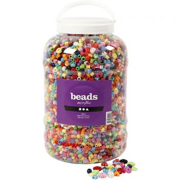 Seau de perles en plastique, 6-20 mm, 1,5-6 mm, 5700 ml, 3000 gr
