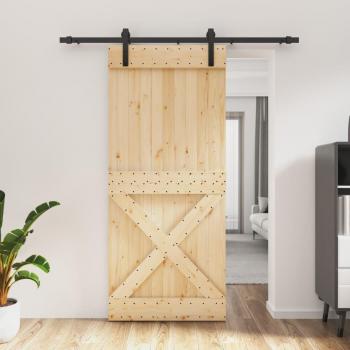 90x210 cm Sliding Door with Pine Wood and Hardware