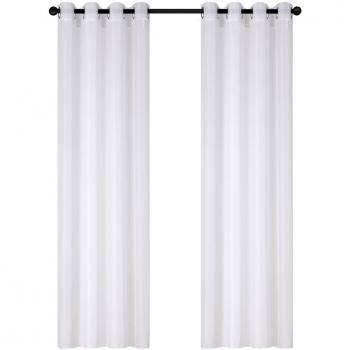 OBdeco Ösenvorhang Transparent Gardinen 2 Stück (Weiß, 140cmx175cm)