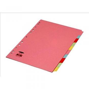 Concord A4 Subject Dividers 10-Part 160gsm Assorted Colours Pack of 25