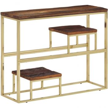 Acero inoxidable y tabla de consola de oro sólida de madera de la travesía