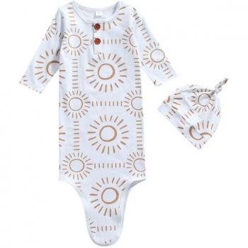 Vêtements de nuit pour bébé avec bonnet, col rond, manches longues, 0-1 an, printemps automne