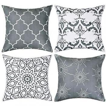 Alishomtll Gray 4-Piece Pillowcase Set – 40cm×40cm Soft Plush Geometric Cushions