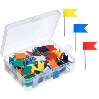 Colorful Cartographic Push‑Pins – 100 Units, 7 Shades