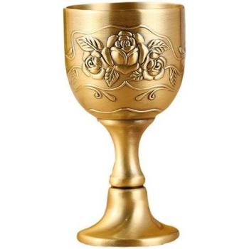 Verre à vin blanc Vintage en Bronze Antique sculpté à la main
