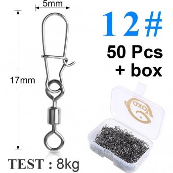 QXO 50pcs Fishing Swivels & Snap Hook Storage Box