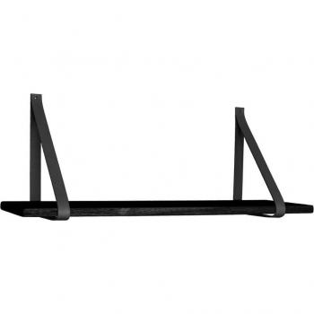 House Nordic Wandregal mit Lederstreifen – 120×20 cm – Schwarz