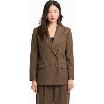 Armani Exchange Chaqueta Mujer Semiestructurada Doble Botonadura Botones Goma Marrón S