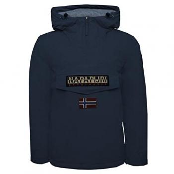 Napapijri Light Jackets male Blue Size: XL Blue Plain Zip-Up Jacket for Men