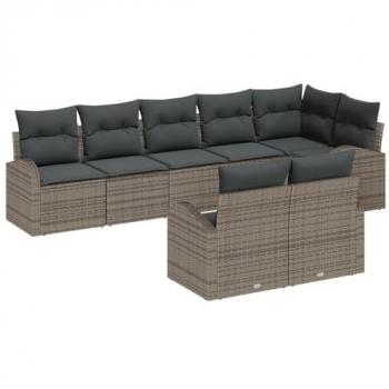 Sofá de Jardín 8 Pc con Poliratán Vidaxl y cojines gris