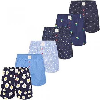 Phil & Co. Berlin Herren Boxershorts Geometrische Muster 6er Pack Baumwolle