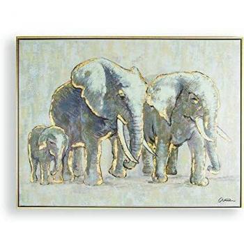 Silver Elephant Family Artistic Canvas