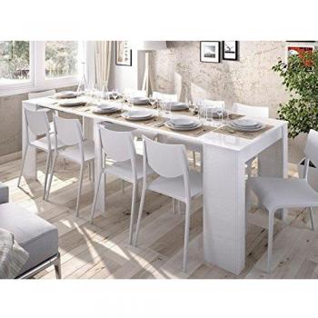 Mesa comedor extensible Kiona blanco brillo 77,1x54,6/239,3x90 cm