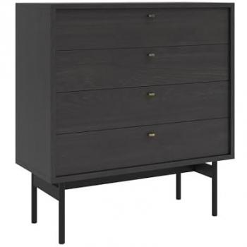 Olar Comò 4 cassetti, legno frassino Portland nero, 84 cm