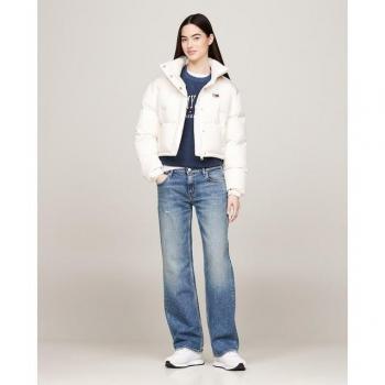 Chaqueta Acolchada Tommy Jeans Alaska para Mujer, Logo Gráfico, Blanco