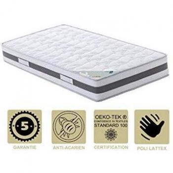 Matelas Mémoire de Forme 65 Kg/m3 80x190 x 23,5 cm Très Ferme
