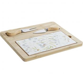 Modern Palette Cheese Cutting Board – DKD Home Decor, Bamboo & Grès, 24.5 x 20 x 1.2 cm