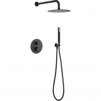 Set doccia MONZA con termostato e testa standard nera