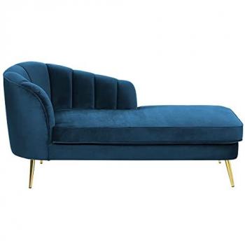 Chaise longue de lujo azul marino dorado izquierdo