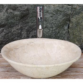 GURU SHOP Ovales Naturstein Waschbecken, 50x40 cm, Beige