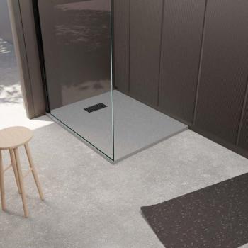 Receveur de douche gris avec grille noire mate 80x100 cm
